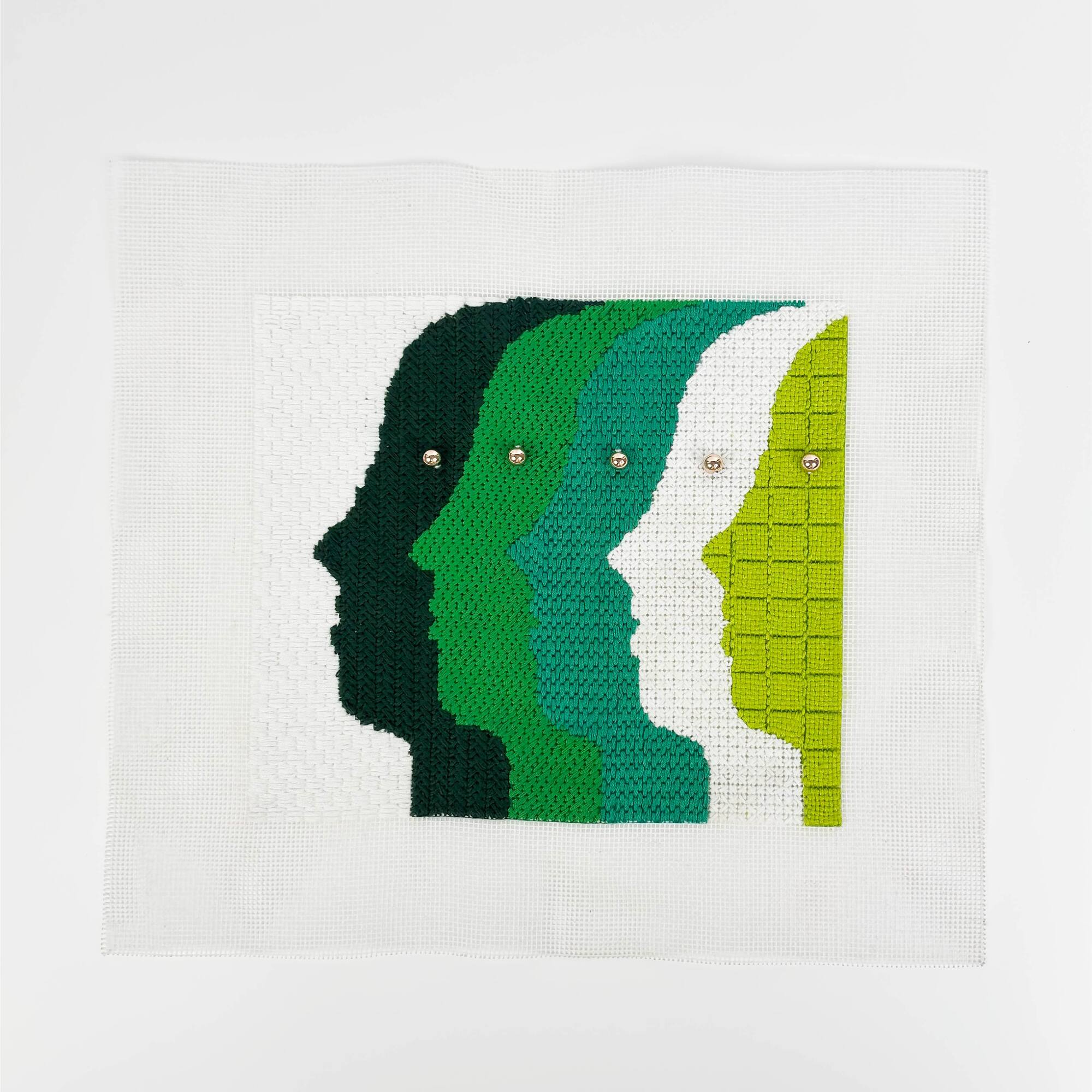 Jonathan Adler x Michaels Green & White Atlas Faces Needlepoint Kit